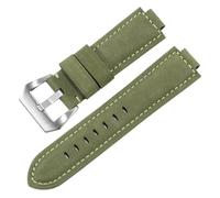 LUGEMA Correa De Reloj De Cuero Esmerilado Compatible Con La Serie TIMEX Tidal T2N720/T2N72, Con Interfaz Convexa, De Piel De Vaca, De 14/16 Mm.(Green silver clasp,14mm)