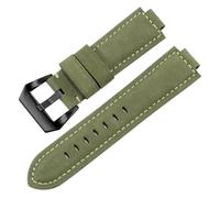 LUGEMA Correa De Reloj De Cuero Esmerilado Compatible Con La Serie TIMEX Tidal T2N720/T2N72, Con Interfaz Convexa, De Piel De Vaca, De 14/16 Mm.(Green black clasp,14mm)
