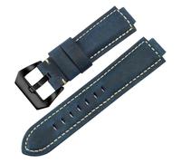 LUGEMA Correa De Reloj De Cuero Esmerilado Compatible Con La Serie TIMEX Tidal T2N720/T2N72, Con Interfaz Convexa, De Piel De Vaca, De 14/16 Mm.(Blue black clasp,16mm)