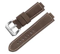 LUGEMA Correa De Reloj De Cuero Esmerilado Compatible Con La Serie TIMEX Tidal T2N720/T2N72, Con Interfaz Convexa, De Piel De Vaca, De 14/16 Mm.(Brown silver clasp,14mm)