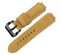 LUGEMA Correa De Reloj De Cuero Esmerilado Compatible Con La Serie TIMEX Tidal T2N720/T2N72, Con Interfaz Convexa, De Piel De Vaca, De 14/16 Mm.(Khaki Black clasp,16mm)