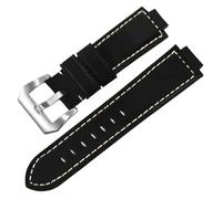 LUGEMA Correa De Reloj De Cuero Esmerilado Compatible Con La Serie TIMEX Tidal T2N720/T2N72, Con Interfaz Convexa, De Piel De Vaca, De 14/16 Mm.(Black silver clasp,14mm)