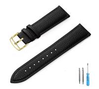 LUGEMA Correa de reloj de cuero genuino de 12 mm, 14 mm, 16 mm, 18 mm, 20 mm y 22 mm for hombre y mujer.(Black-G,14mm)