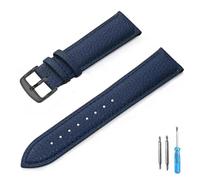LUGEMA Correa De Reloj De Cuero Genuino De 12 Mm, 14 Mm, 16 Mm, 18 Mm Y 20 Mm For Hombre Y Mujer.(Blue-BK,16mm)