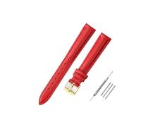 LUGEMA Correa De Reloj De Cuero Suave, Accesorios, Verde, Morado, Duradera, Genuina, 10 Mm, 12 Mm, 14 Mm, 16 Mm, 18 Mm-24 Mm(Red-gold,16mm)