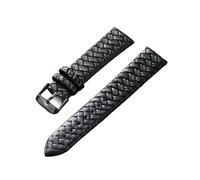 LUGEMA Correa de reloj de ocio 8mm 10mm 12mm 14mm 16mm 18mm 20mm 22mm 24mm correa de reloj de pulsera de patrón tejido de cuero genuino correa suave azul(Black black buckle,8mm)