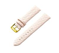 LUGEMA Correa de reloj de ocio 8mm 10mm 12mm 14mm 16mm 18mm 20mm 22mm 24mm correa de reloj de pulsera de patrón tejido de cuero genuino correa suave azul(Beige gold buckle,14mm)