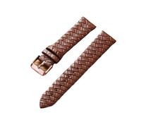 LUGEMA Correa de reloj de ocio 8mm 10mm 12mm 14mm 16mm 18mm 20mm 22mm 24mm correa de reloj de pulsera de patrón tejido de cuero genuino correa suave azul(Brown rose gold,22mm)