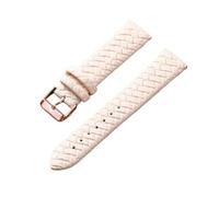 LUGEMA Correa de reloj de ocio 8mm 10mm 12mm 14mm 16mm 18mm 20mm 22mm 24mm correa de reloj de pulsera de patrón tejido de cuero genuino correa suave azul(Beige rose gold,18mm)