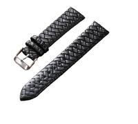 LUGEMA Correa de reloj de ocio 8mm 10mm 12mm 14mm 16mm 18mm 20mm 22mm 24mm correa de reloj de pulsera de patrón tejido de cuero genuino correa suave azul(Black silver buckle,14mm)