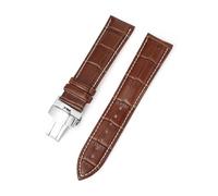 LUGEMA Correa De Reloj De Piel Auténtica Con Hebilla De Mariposa De 10 Mm, 12, 13, 14, 15, 16, 17, 18 Mm, 19, 20 Mm, 21, 22 Mm, 23 Y 24 Mm(Coffee white line,13mm)