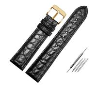 LUGEMA Correa De Reloj De Piel De Cocodrilo For Hombre, Correa De Reloj De Cuero Genuino, Pulsera De 18 Mm, 19 Mm, 20 Mm, 22 Mm Y 23 Mm, Hebilla De Acero Inoxidable.(A-black-gold,23mm)