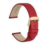 LUGEMA Correa De Reloj Elegante De Cuero Genuino, Correas De Repuesto De 8mm, 10mm, 12mm, 14mm, 16mm, 18mm, 20mm Y 22mm For Pulsera De Mujer(Red-Gold,16mm)