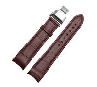 LUGEMA Correa de reloj piel auténtica con extremos curvos, 20 mm, compatible Citizen BL9002-37 05A y BT0001-12E 01A (21 22 mm)(Brown silver buckle,21mm)