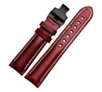 LUGEMA Correa De Reloj Piel Vacuno Auténtica Primera Calidad, Disponible En 18 Mm, 20, 21 Y 22, Con Acabado Mate. Disponible Color Vino(Red black buckle,20mm)