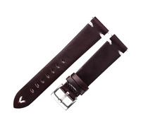 LUGEMA Correas De Reloj De Cuero Con Cera De Aceite De 18 Mm, 20 Mm Y 22 Mm, Correas De Reloj De Piel De Vaca, Pulsera Retro De 19 Mm, Pulsera Cosida A Mano(Red Wine-Silver,21mm)