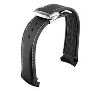 LUGEMA Correas de reloj de silicona de goma con extremo curvado, 20mm, 22mm, 19mm, 21mm, compatibles con Omega Watch AT150 SeaMaster(Black white silver,19mm)