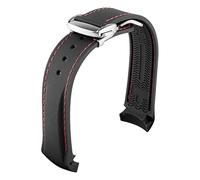 LUGEMA Correas de reloj de silicona de goma con extremo curvado, 20mm, 22mm, 19mm, 21mm, compatibles con Omega Watch AT150 SeaMaster(Black red silver,21mm)