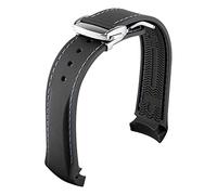 LUGEMA Correas de reloj de silicona de goma con extremo curvado, 20mm, 22mm, 19mm, 21mm, compatibles con Omega Watch AT150 SeaMaster(Black blue silver,22mm)