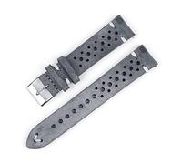 LUGEMA Cuero de vaca Cuero hecho a mano Reloj poroso Correa de aceite transpirable Banda de reloj de cera 18 mm 20 mm 22 mm 24mm Hombres Reloj de pulsera Correa(Gray-white line,20mm)