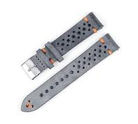LUGEMA Cuero de vaca Cuero hecho a mano Reloj poroso Correa de aceite transpirable Banda de reloj de cera 18 mm 20 mm 22 mm 24mm Hombres Reloj de pulsera Correa(Gray-orange line,24mm)