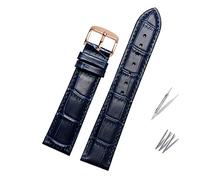 LUGEMA Cuero genuino azul watcband compatible con ciudadano rossini reloj de reloj 14mm 16 mm 18 mm 19 mm 20 mm 21 mm 22mm 23mm reloj de reloj de reloj de vaquera(Dark blue RG,19mm)