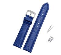 LUGEMA Cuero genuino azul watcband compatible con ciudadano rossini reloj de reloj 14mm 16 mm 18 mm 19 mm 20 mm 21 mm 22mm 23mm reloj de reloj de reloj de vaquera(Blue silver,19mm)