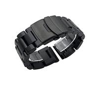 LUGEMA Espesamiento sólido de 5,5 mm 316L de acero inoxidable banda de reloj de plata 22 mm 24 mm 26 mm reloj de reloj de metal correa relojes de muñeca pulsera(Black,26mm)