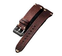 LUGEMA Handmade Genuine Leather Watchband Old Brown Black 18/20/22MM Soft Men's Vintage Bracelet(Maroon,20mm)