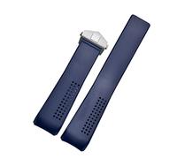 LUGEMA Mira la pulsera compatible con Etiqueta heuer carrera Cadena de reloj 20 22 24mm TPU Silicone Watch Strap Watch Accesorios Cadena de banda de reloj de goma(Blue-Silver Clasp)