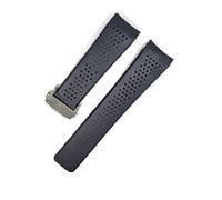LUGEMA Mira la pulsera compatible con Tag Heuer Grand Carrera Aquaracer Soft silicone pulsera hombres correa accesorios accesorios de goma reloj de banda de reloj(Black-Silver Clasp,24mm With LOGO)