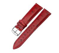 LUGEMA Patrón de avestruz Correa de cuero genuino 12 13 14 15 16 17 18 19 20 21 22 24mm Pulsera verde roja compatible con Tissot Dw Cadena de reloj MIDO CK(White Black,13mm)