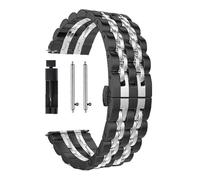LUGEMA Pulsera de acero inoxidable compatible con Samsung Galaxy Watch 3 Lte 4 Pulsera de correa de 1mm 45mm for Gear Sport / S2 S3 S3 42mm 46mm 20mm 22mm bandas(Black silver,For S3 Classic)