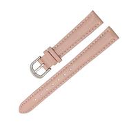 LUGEMA Pulsera de cuero genuino 14 mm 16 mm 18 mm 20 mm Banda de reloj suave Simple Reloj Correa for mujer Reloj de cuero de mujer Color azul(Pink silver buckle,14mm)