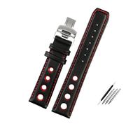 LUGEMA Pulsera De Cuero Genuino Compatible Con Tissot 1853 Sports Watchband Racing PRS516 T91. Correa De Piel De Vaca De 20 Mm.(Black red SR)