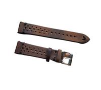 LUGEMA Reloj de cuero genuino retro 18 mm 20 mm 22 mm 24 mm Calafskin Watchskin correas poroso transpirable hecho a mano costuras compatibles con hombres(Brown black wire,24mm)