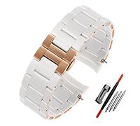 LUGEMA Reloj de goma de silicona de acero en caucho compatible con AR5890 AR5889 AR5858 AR5920 AR5868 AR8023 Hombre 23mm mujer 20mm reloj banda pulsera(White rose buckle,20mm)