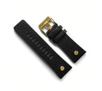 LUGEMA Reloj de reloj compatible con Diesel DZ7313 DZ7333 DZ7311 DZ7371 Reloj Correa Cuero de vaca con remache de oro 22 24 26 27 28 30mm de cuero genuino(Black gold clasp,34mm)