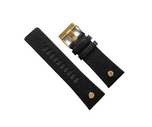 LUGEMA Reloj de reloj compatible con Diesel DZ7313 DZ7333 DZ7311 DZ7371 Reloj Correa Cuero de vaca con remache de oro 22 24 26 27 28 30mm de cuero genuino(Black gold clasp,34mm)