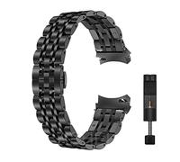 LUGEMA Sin trampas de huecos Compatible con Samsung Galaxy Watch 4 Banda clásica de 42 mm 46 mm brazalete de acero inoxidable Pulsera de extremo curvado compatible con Galaxy Watch 4 40mm 44mm(Black-t