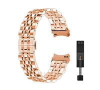 LUGEMA Sin trampas de huecos Compatible con Samsung Galaxy Watch 4 Banda clásica de 42 mm 46 mm brazalete de acero inoxidable Pulsera de extremo curvado compatible con Galaxy Watch 4 40mm 44mm(Rosegol