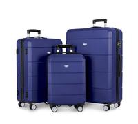 LUGG Jetset - Juego de maletas de viaje de 38.1 cm, 50.8 cm, 71.1 cm, 40 cm y 3 piezas, fuerte y ligero con bloqueo seguro TSA, ruedas suaves de 360°, bolsillos internos, aprobado por aerolíneas, azul