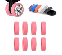 Luggage Compartment Wheel Protection Cover, Colorful Silent Silicone Luggage Wheel Covers,Portable Suitcase Wheel Protector Covers for Most 8 Caster Luggage (Pink)