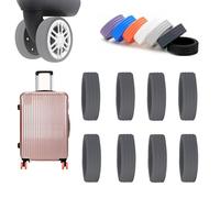 Luggage Compartment Wheel Protection Cover, Colorful Silent Silicone Luggage Wheel Covers,Portable Suitcase Wheel Protector Covers for Most 8 Caster Luggage (Gray)