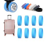 Luggage Compartment Wheel Protection Cover, Colorful Silent Silicone Luggage Wheel Covers,Portable Suitcase Wheel Protector Covers for Most 8 Caster Luggage (Blue)