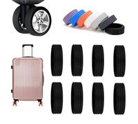 Luggage Compartment Wheel Protection Cover, Colorful Silent Silicone Luggage Wheel Covers,Portable Suitcase Wheel Protector Covers for Most 8 Caster Luggage (Black)