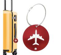 Luggage Tags - Round Identifiers Label, Gold Metal Airplane Baggage Accessory, Stainless Steel Security Wire Attachment, Sturdy Aluminum Alloy Frame | Address Checker for Men Women Travel Suitcases