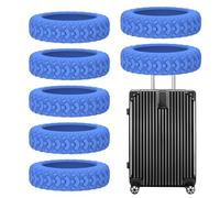 Luggage Wheel Covers - 8 piezas de protección para el maletero de silicona flexible para reducir el ruido | Cubiertas elásticas para maletas de viaje con 8 spinners para proteger en vuelo o urla, azul