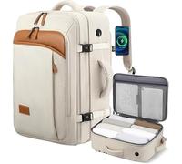 Luggex Mochila de viaje expandible, mochila de mano extragrande de 35 a 45 L, bolsa de cabina para equipaje de mano para laptop de 17.3 pulgadas para hombres y mujeres, viajes, negocios, White, 40L