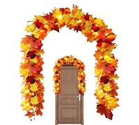 lugreat Guirnalda de otoño, guirnalda de otoño de 68.9 pulgadas con LED, decoración de vid para cosecha de Acción de Gracias, Halloween, Navidad, granja, chimenea, escaleras, porche, puerta delantera